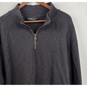 Rodd & Gunn 1/4 Zip Sweater Black Gray Long Sleeve Men 3XL Logo Dog Cuffs Mock